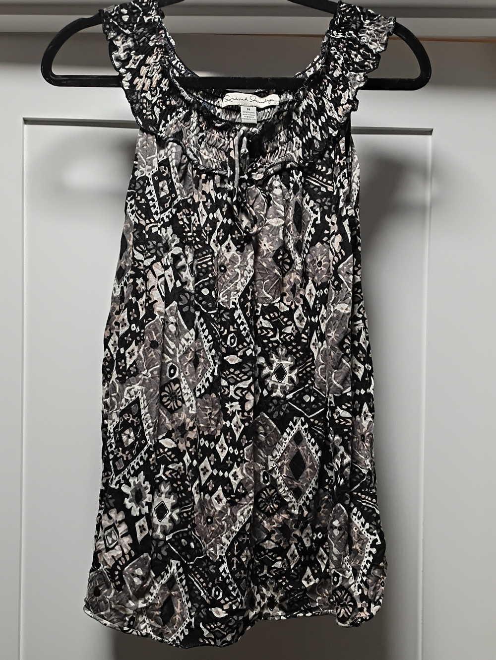 French Laundry Black, White & Gray Printed Sleeveless Mini Dress